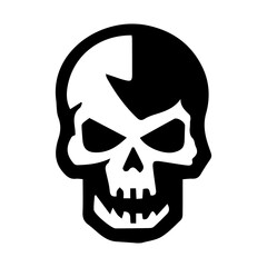 Fierce dark skull icon head silhouette.