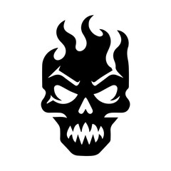 Fierce dark skull icon head silhouette.