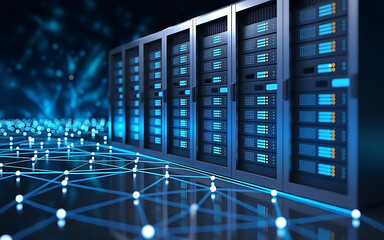 Server room data center hosting storage it infrastructure concept