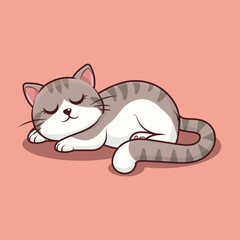 Cute sleeping lazy cat in cartoon style 