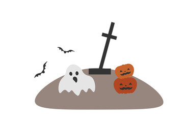 halloweenのオバケとジャックオーランタン