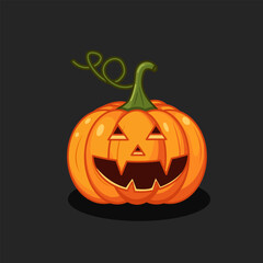 Halloween Pumpkin with Dracula Face Vector Illustration Cartoon Design