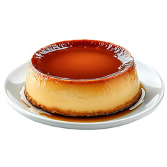 Sweet caramel flan dessert pudding isolated on transparent background