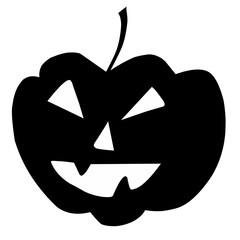 Halloween scary pumpkins. Black vector spooky creepy pumpkins icon.