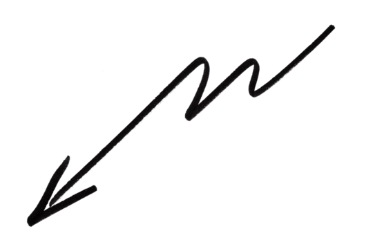 Black curved arrow icon, hand drawn line, use in infographics, business and industry, transparent background.