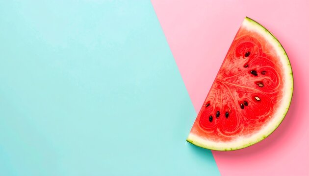 Watermelon slice on a vibrant color background