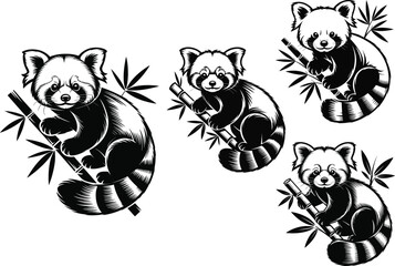 Red Panda Line Elegant Illustrations for Design Projects