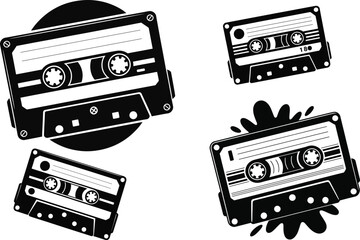 Retro Cassette Tapes 80s Music Nostalgia Graphic