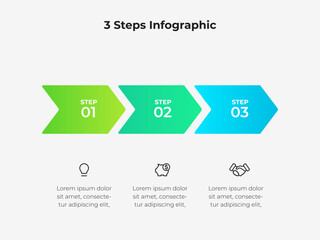 Three Step Horizontal Infographic With Icons for Business and Presentations