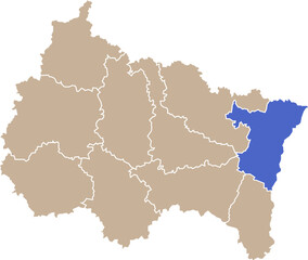 Illustration carte de la région Grand Est avec département Bas-Rhin mis en lumière