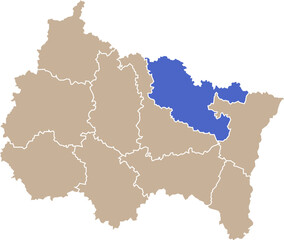Illustration carte de la région Grand Est avec département Moselle mis en lumière