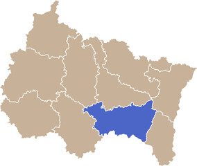 Illustration carte de la région Grand Est avec département Vosges mis en lumière