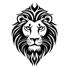 Fototapeta premium Tribal Lion Head Tattoo Vector Illustration Black and White