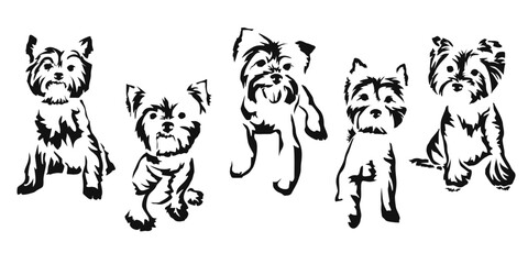 Vector drawing of a dog. Black and white gestalt design of a funny pet. Little doggy. Cute animal illustration.
