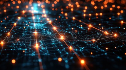 Obraz premium Abstract Visualization of Data Flow and Technology Network