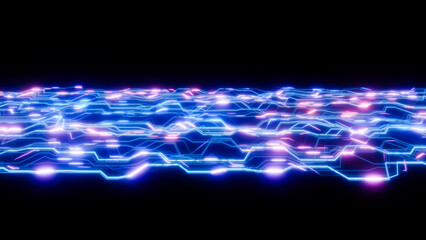 Fototapeta premium Vibrant neon lines creating dynamic wave patterns