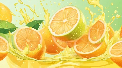 Splash orange slice illustration background