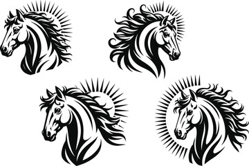 Elegant Horse Head Designs Set