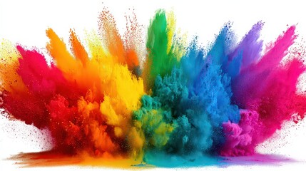 Fototapeta premium Colorful Powder Explosion Against White Background