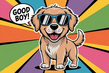 Naklejka premium Cool Dogs with Sunglasses Art Bundle – Graffiti, Pop Art, and Watercolor Styles