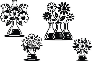 Floral Science Flask Botanical Illustrations
