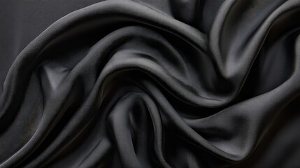 Fototapeta premium Elegant Draped Black Fabric With Abstract Pattern