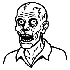 Zombie Head Halloween. Horrifying Zombie Head Illustration
