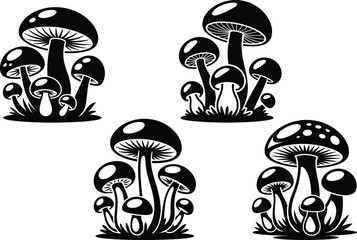 Mushroom Illustrations Silhouette Clipart for Design Projects