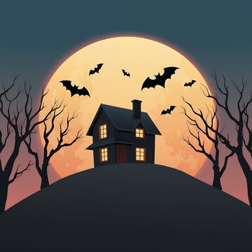 halloween background with haunted house