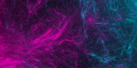 Abstract neon pink and cyan energy fiber vector background  vibrant glowing hair-like lines with dark atmospheric texture and electric light effects for futuristic posters and techno music art © Fannaan