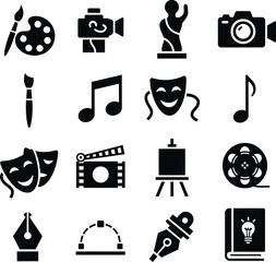 Collection of creative arts and entertainment icons