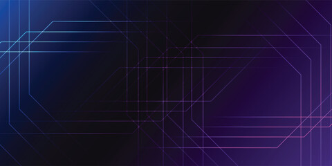 Abstract geometric design with overlapping octagons and lines on a dark purple gradient background.