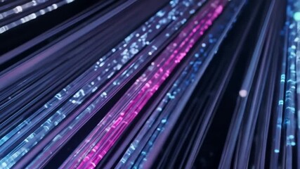 Illuminated Fiber Optics Transmitting Data: Futuristic Technology, High-Speed Internet, Fast Connectivity - Powered by Adobe