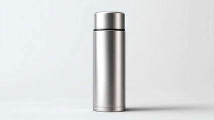 Modern Stainless Steel Thermal Flask with Cylindrical Design for Beverage Storage