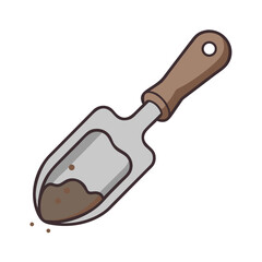 Hand Trowel with Soil Vector Illustration - Gardening Tool Icon for Planting and Farming
