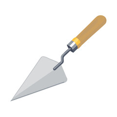 Clean Pointed Masonry Trowel Vector Icon with Wooden Handle