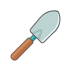 Simple Gardening Hand Trowel Vector Icon with Wooden Handle