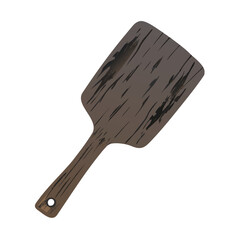 Rustic Dark Wood Cutting Board or Pizza Paddle Vector with Vintage Texture