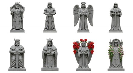 Religious stone sculpture collection digital art
