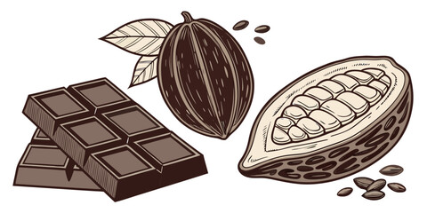 Chocolate elements hand drawn illustration collection