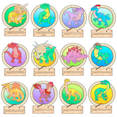 prehistoric dinosaurs, set of images