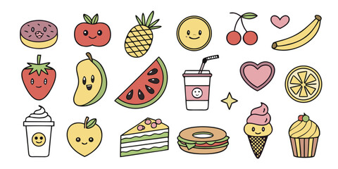 Cute hand drawn fruit set vector