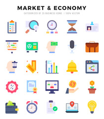 icons set. Market & Economy for web. app. vector illustration.