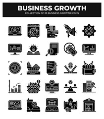 Collection of 25 Business Growth Icons: Boost Your Business with Strategic Planning and Smart Marketing