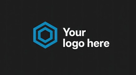 Simple dark background with geometric logo graphic and text placeholder