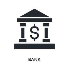 Bank Icon Glyph Style. Vector Illustration For Graphic Design
