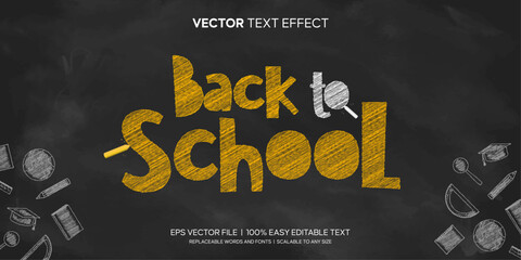 back to school text on blackboard editable text effect