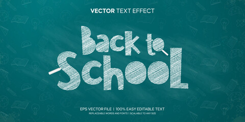 back to school chalk text on blueboard editable text effect premium vector