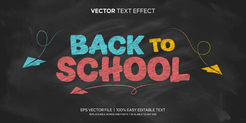 Back to School Colorful Chalk Style Editable Text Effect On Black Board Background Premium Vector © HeicreativeStudio