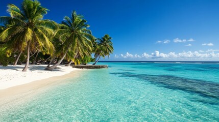 Fototapeta premium Tropical beach relaxation maldives landscape photography clear waters island view serene environment for vacation dreaming